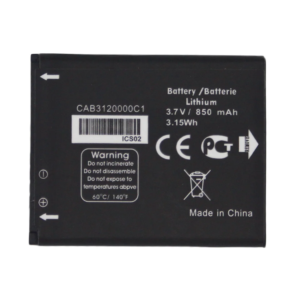 

ISUNOO 20pcs/lot 850mah Mobile Phone battery for Alcatel CAB3120000C1 Phone Internal Replacement