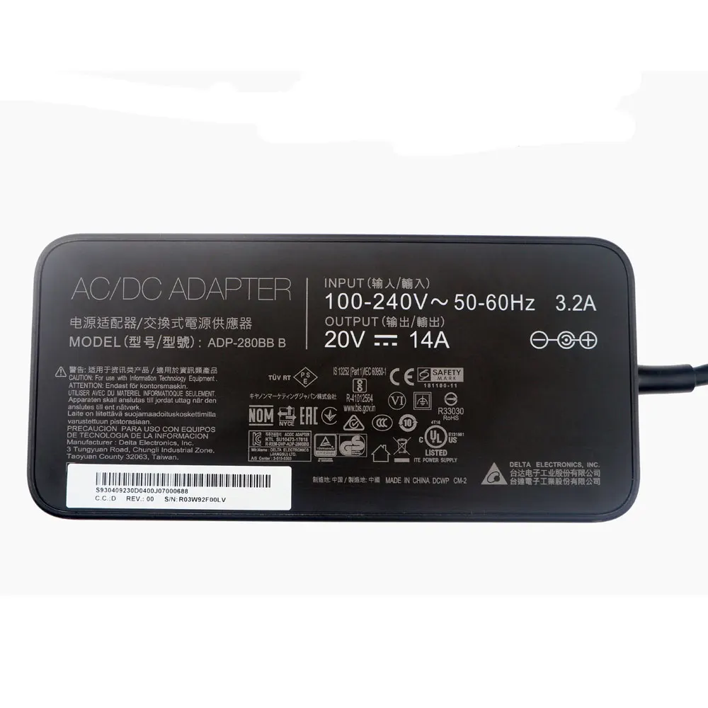 Новое оригинальное зарядное устройство для ноутбука 280W 20V 14A, адаптер питания для MSI GE75 Raider 8SF 8SG серии, игровой ноутбук ADP-280BB B 7,4*5,0 мм