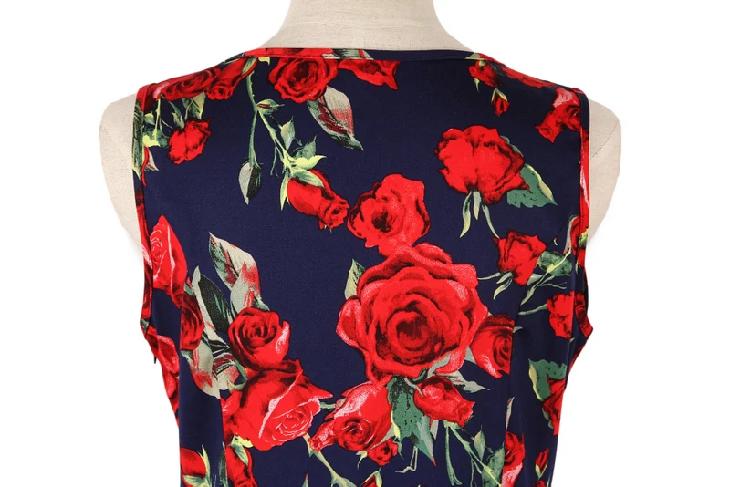 Женское платье с поясом в стиле рокабилли черное ретро украшенное цветочным