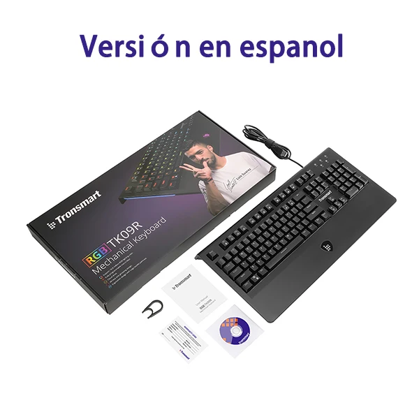 Tronsmart TK09R механическая клавиатура игровая клавиатура USB клавиатура 104 клавиша с RGB подсветкой, макро, синие переключатели для геймера, dota 2 - Цвет: Spanish Version