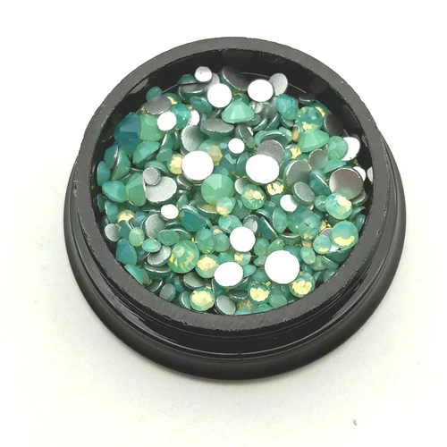 green opal 350 шт./кор. супер блестящие с украшением в виде кристаллов Стекло опал Стразы для 3d Шарм Опал Стразы для художественное оформление ногтей аксессуары «сделай сам» - Цвет: green opal