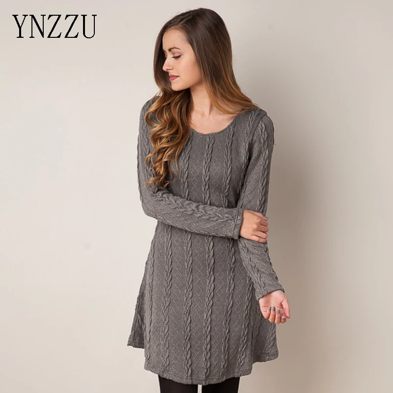 Женское трикотажное платье свитер с круглым вырезом и длинным рукавом|vestidos f|knitted