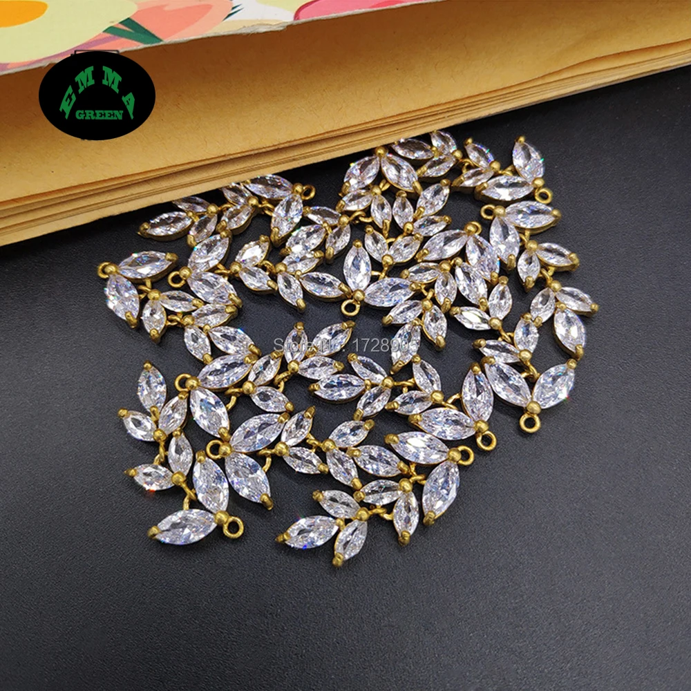 

Zircon Charms Pendants for Jewelry Making 100pcs Dangle Leaf Charm Findings Crystal Zircon Charm Pendant for diy Accessories