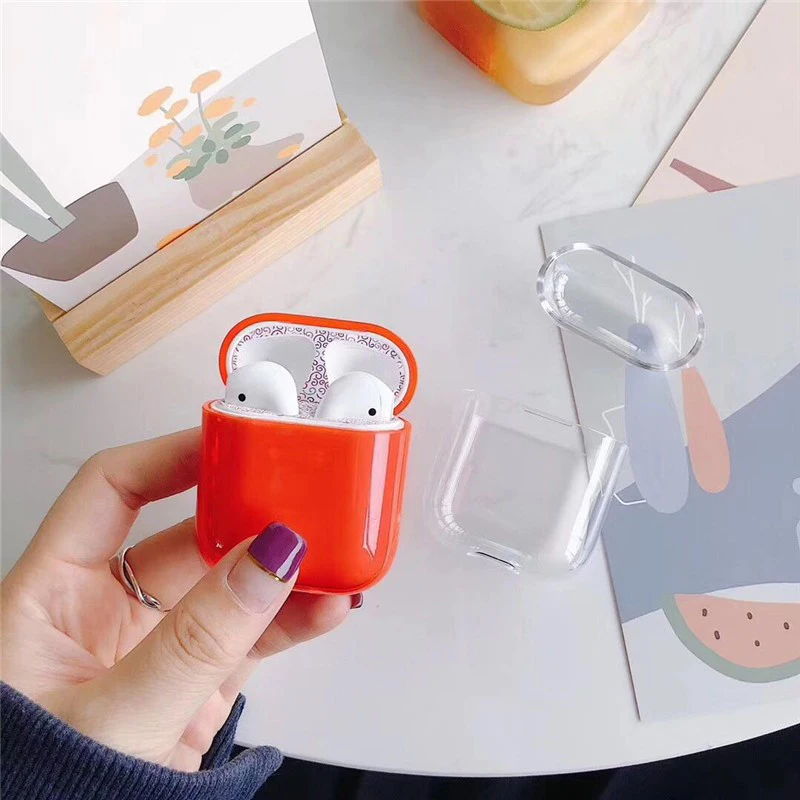 Fashion Hard Transparent PC Earphone Case for Apple Airpods Shockproof Cover Air Pods Cases Split Ultra Thin Protector | Электроника