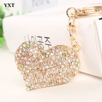 sweet love heart fashion crystal rhinestone charm pendant purse bag car key ring chain wedding jewelry handmade nice gift