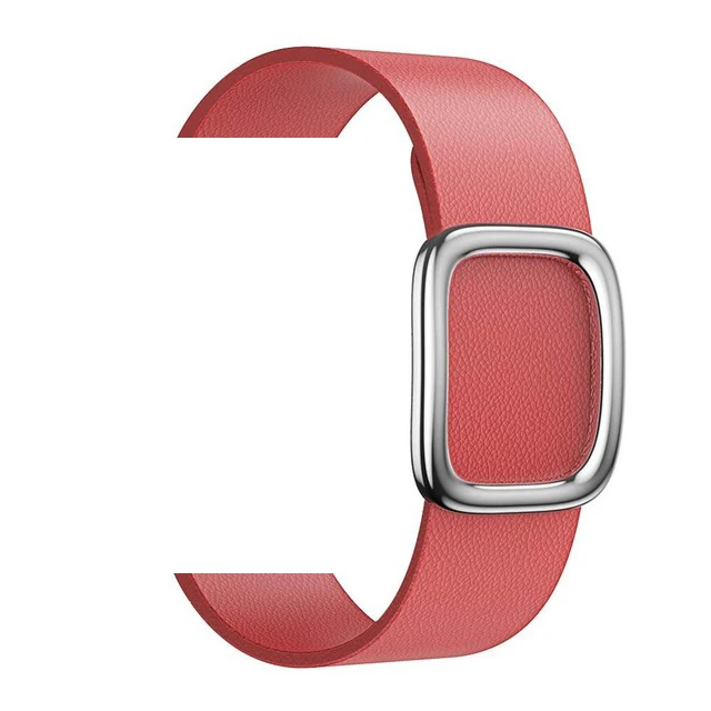 peony-pink Кожаный браслет-петля, современный ремешок с пряжкой для Apple Watch, серия 5, 4, 40 мм, 44 мм, ремешок для браслета iWatch, серия 3, 2, 1, 38 мм, 42 мм - Цвет ремешка: peony-pink