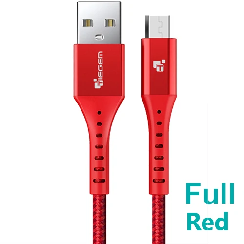 full red TIEGEM Micro USB кабель 2.4A нейлон Быстрая зарядка USB кабель для передачи данных для samsung Xiaomi Android мобильный телефон usb зарядный шнур 1 м 2 м 3 м - Цвет: full red