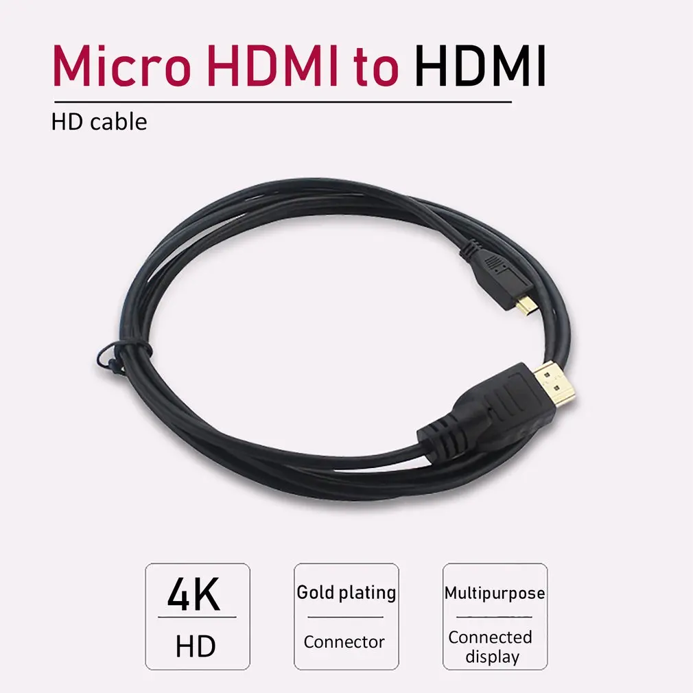 Black Micro HDMI To Cable 1.5M 4K for Raspberry Pi 4 Model B Adaptor | Электроника