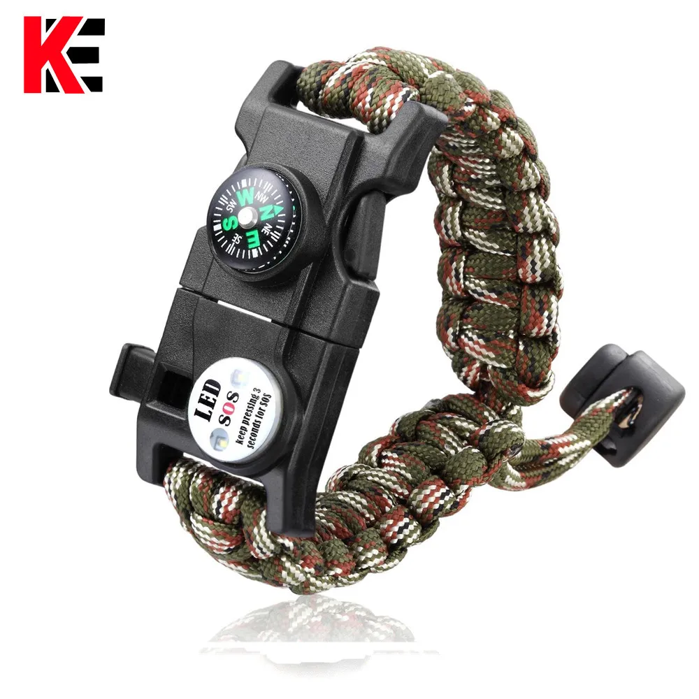 

Multifunctional Outdoor Survival Paracord Survive Camping Equipment Multi Tool Braided Paracord Rescue Rope SOS Flash For Men