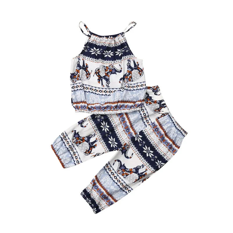 Новый детский жилет С Рисунком Слона для маленьких девочек топ + леггинсы