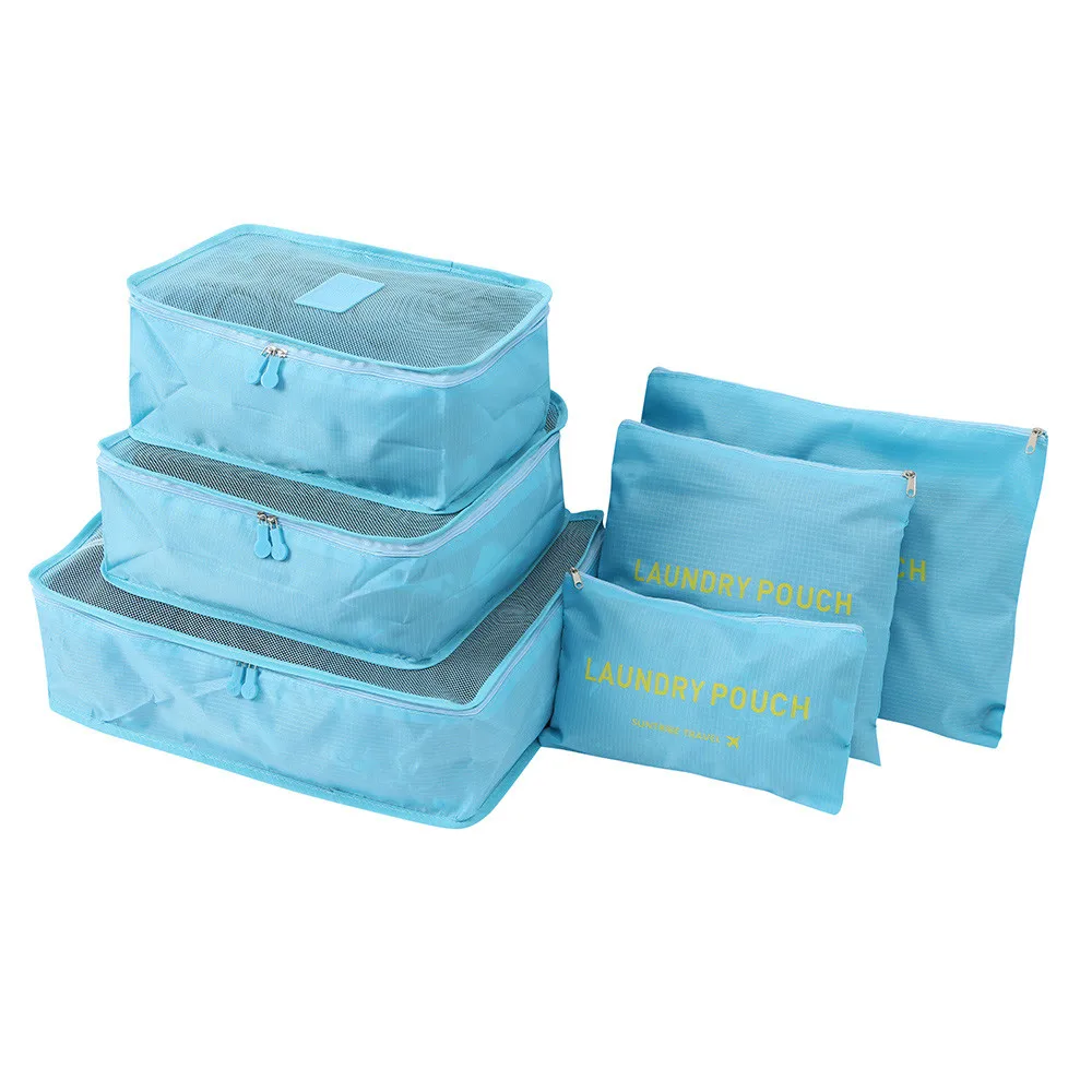 Light Blue 6 шт./компл. путешествия Комплект одежды Прачечная сумка для хранения секретных упаковка Чемодан Организатор сумка опрятный дорожный футляр Портативный хранения Чехол - Цвет: Light Blue