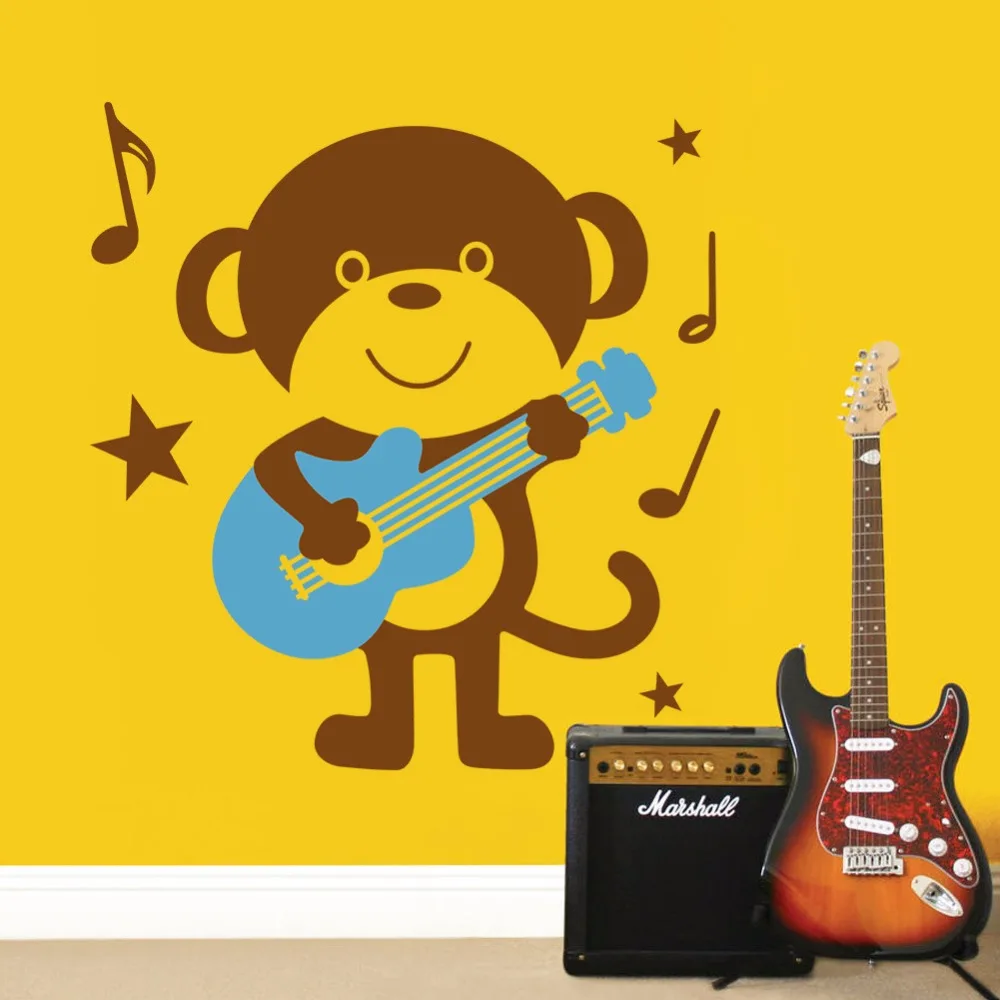 

A Monkey Playing Guitar Music Wall Decal sticker Home decor Kids Vinyl art DIY