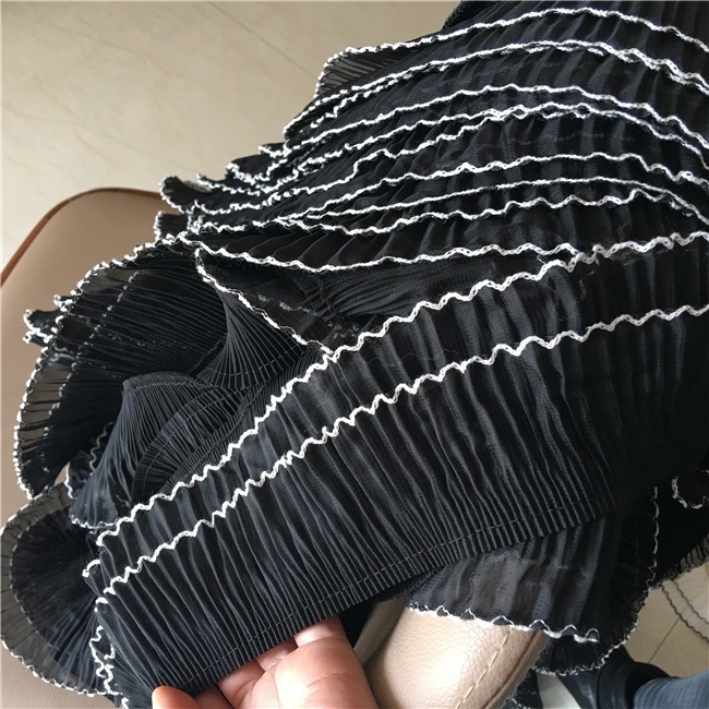 Роскошная эластичная плиссированная шифоновая кружевная лента шириной 7 см с