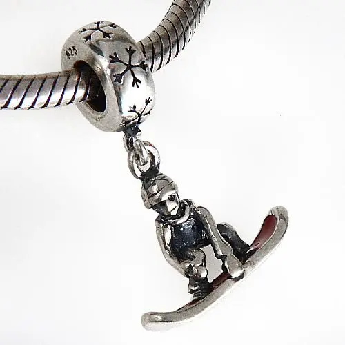 Оригинал 925 стерлингового серебра сноуборд женщин кулон ювелирные подвески для