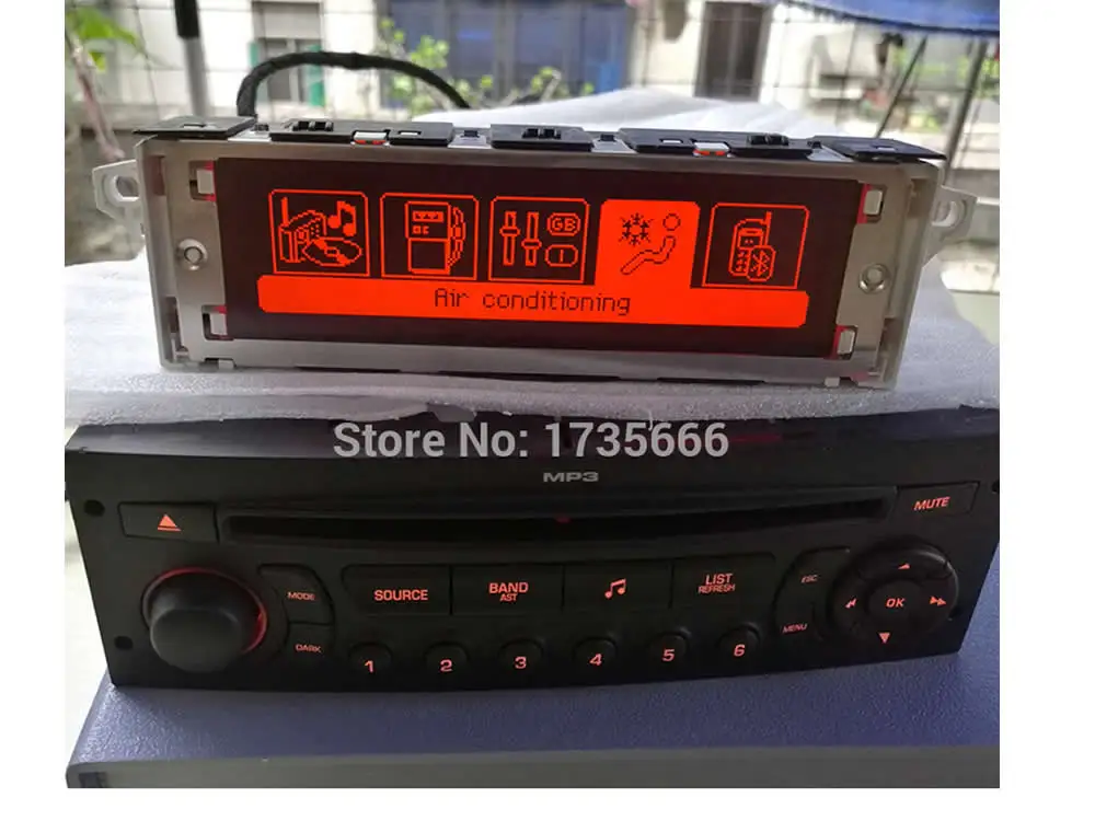 Красный экран с поддержкой USB и Bluetooth дисплей, монитор Air dislpay12pin для peugeot 307 407 408 citroen C4 C5