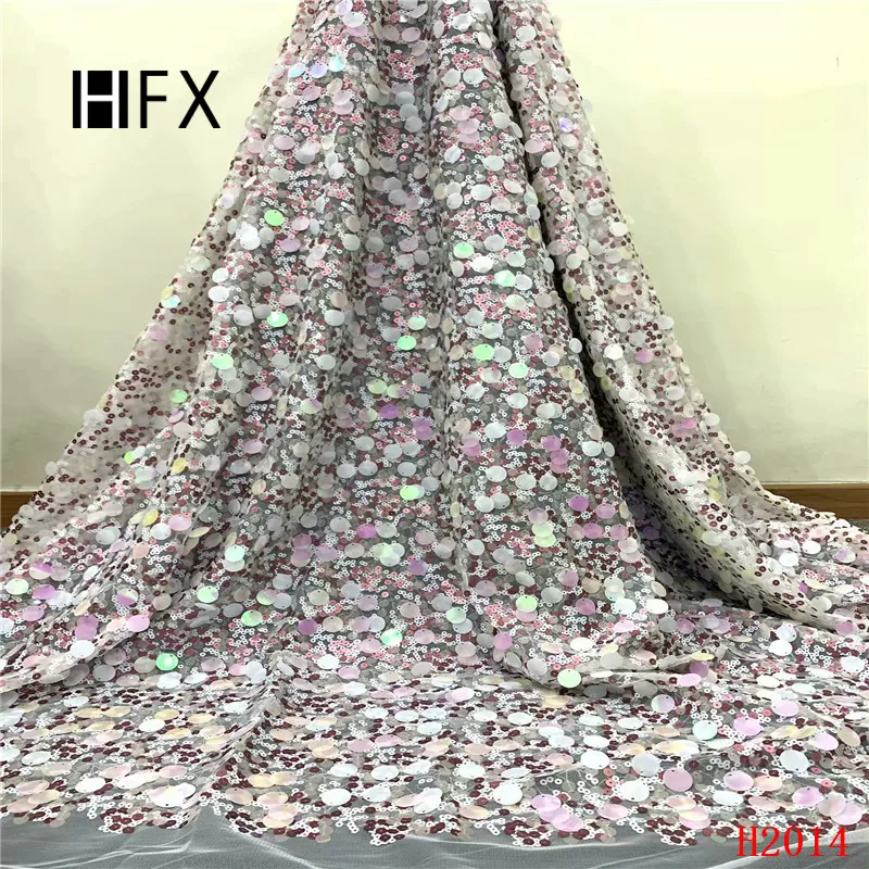 HFX роскошная кружевная ткань с блестками самые новые блестящие ткани Высококачественная французская кружевная ткань с 3d блестками F2014