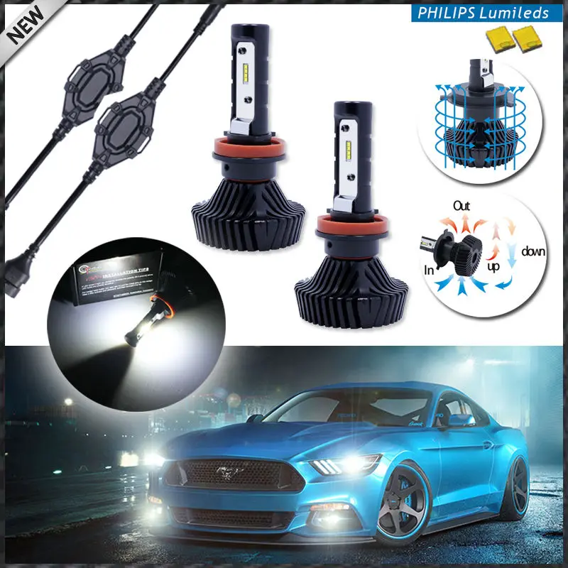 Высокая Мощность LED Фары для авто-H11 H8 H9-6000 К белый мощность ED на Luxeon со съемными