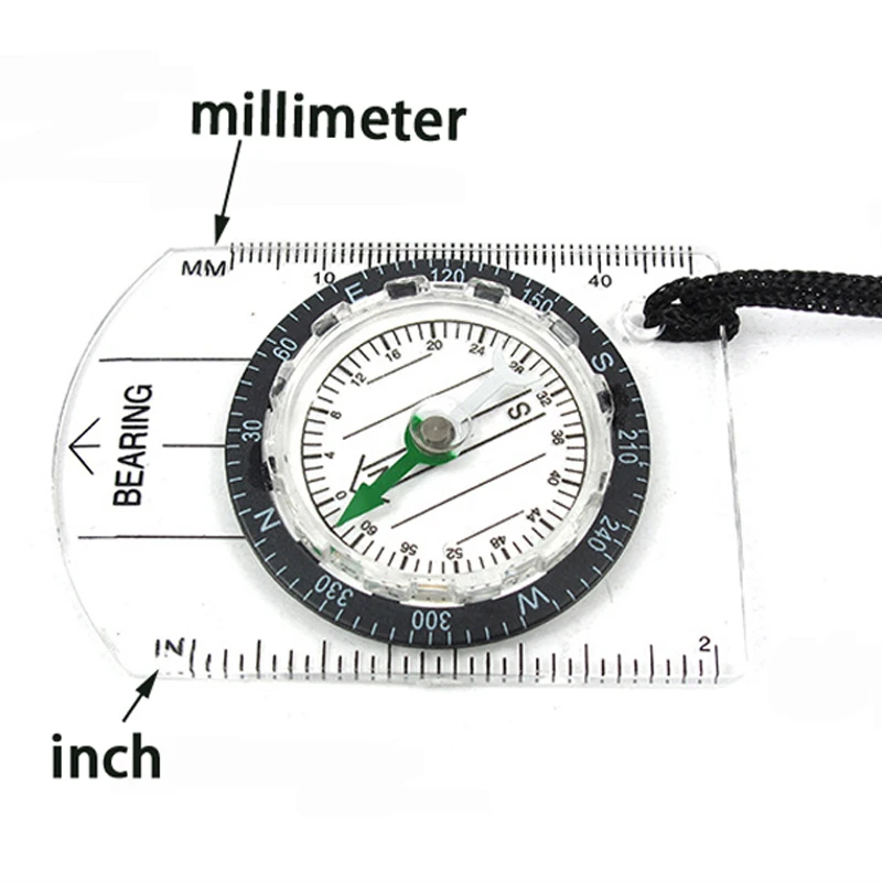 Mini professional compass map scale ruler outdoor hiking camping travel cycling scouts military navigation survival tool | Спорт и