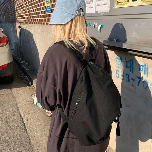 Одноцветная многофункциональная сумка холщовый рюкзак для женщин Mochila школьная сумка для путешествий Рюкзаки Школьный рюкзак для девушек - Цвет: Черный
