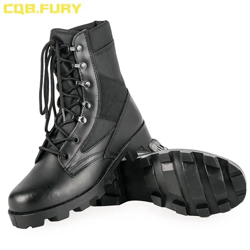 Black CQB. FURY/военные ботинки мужские черные армейские ботинки из водонепроницаемой кожи удобные ботинки из коровьей замши на шнуровке размер 38-46 ZD030 - Цвет: Black