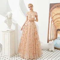 sequins lace prom dresses off shoulder a line champagne gold long evening gowns vestido de formatura stock special occasion gown