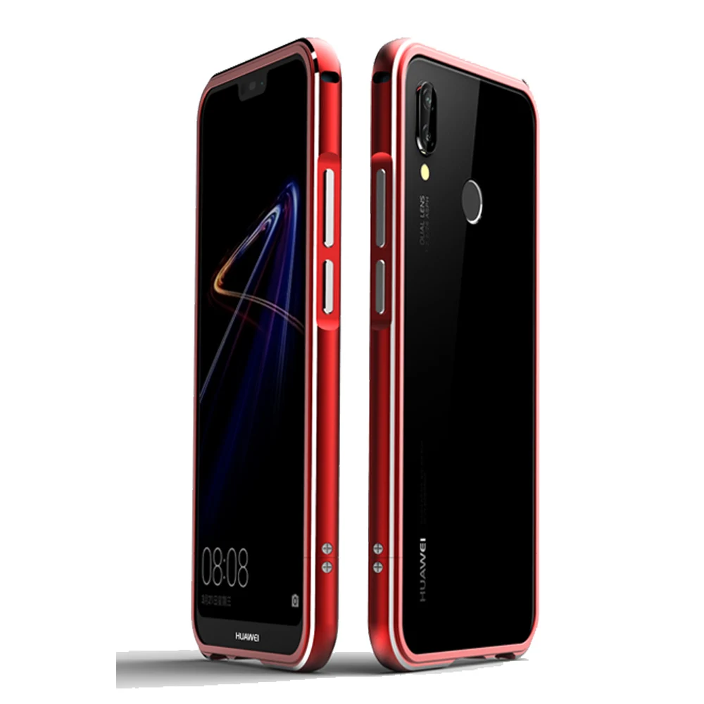 Huawei Nova 3 Чехол huawei Nova 3i бампер чехол роскошный алюминиевый сплав защитный чехол для huawei Nova 3i чехол Nova3i металлическая рамка - Цвет: red with silver