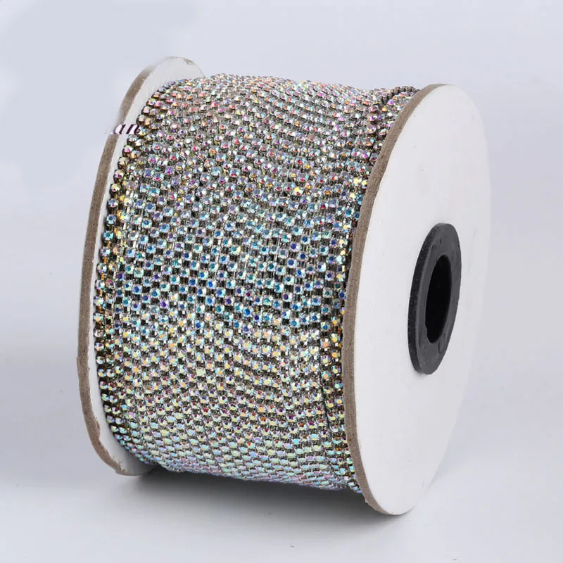 URORU Crystal AB Rhinestone Chain DIY Sew On Gold Base Density Trim Metal Cup Chains Accessories ss6 10yards/lot AM TAIDIAN|chain diy|diy chaindiy