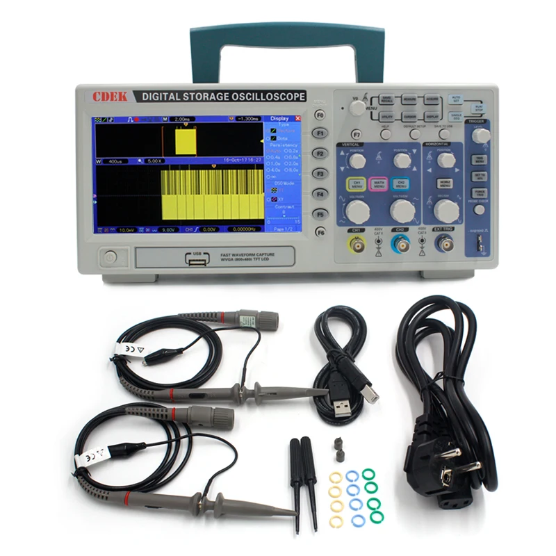 Осциллограф CDEK DSO1102B 2 канала 100 МГц настольный USB-осциллограф цифровое хранилище