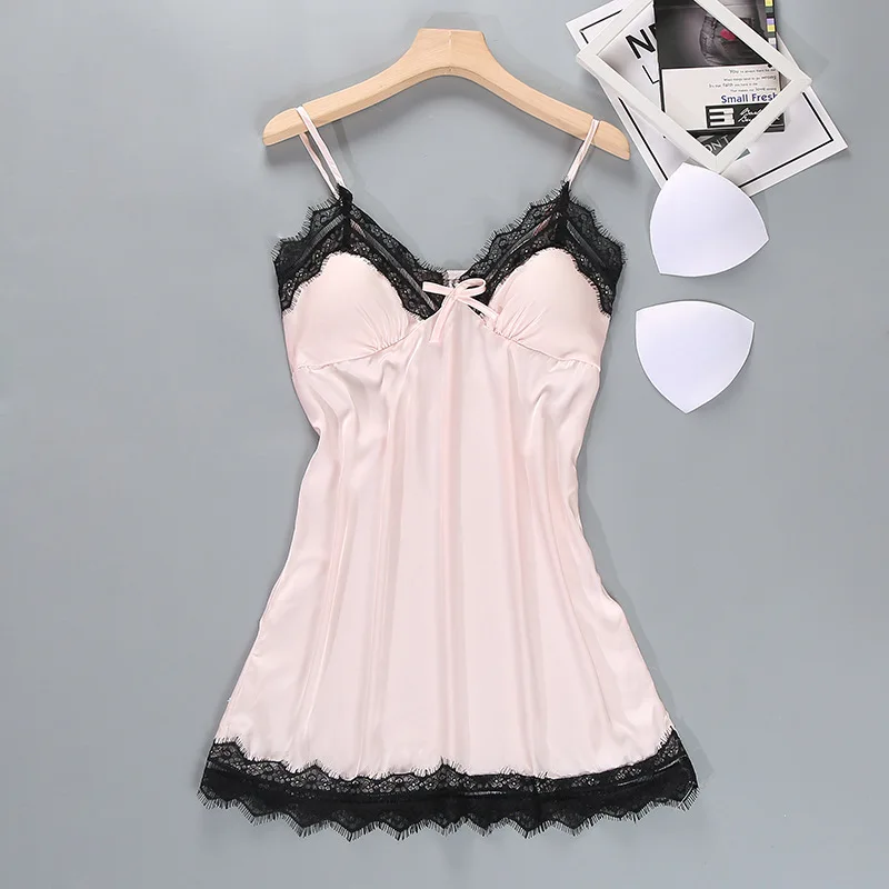 Женское ночное белье для отдыха атласная сексуальная ночная рубашка с