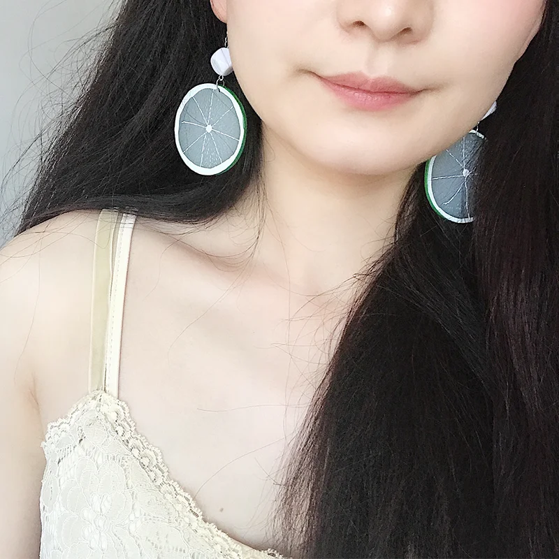 

2 Kinds Sweet Orange Shape Lemon Shape Acrylic Dangle Earrings Drop Earrings For Women