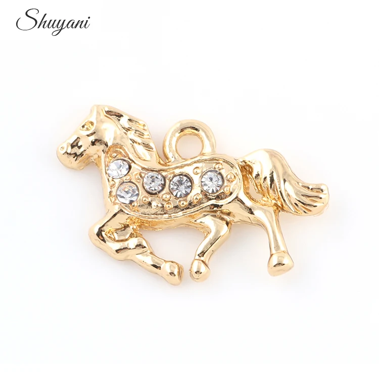 

24*15mm Silver Gold Rhinestone Horse Dangle Charms Pendant Jewelry DIY Findings Fit Necklace Bracelet Jewelry