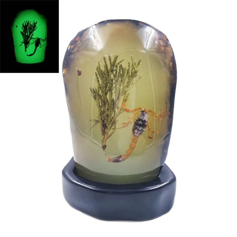 Реальный Скорпион аксессуар амберы смола светящийся статуя Ручные украшения