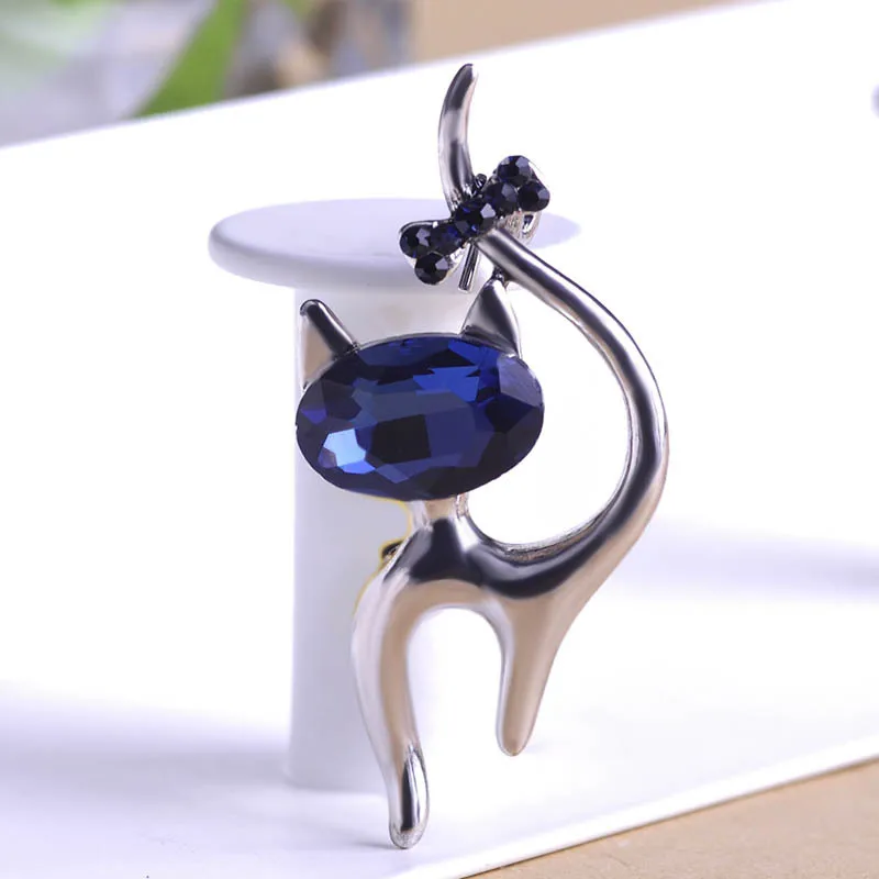 Милые синие броши в виде кота свадебная брошка хиджаба Hippocampal пистолет черная