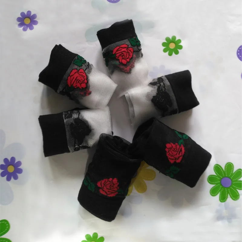 6 пар прозрачные кружевные женские носки с вышивкой | Женская одежда