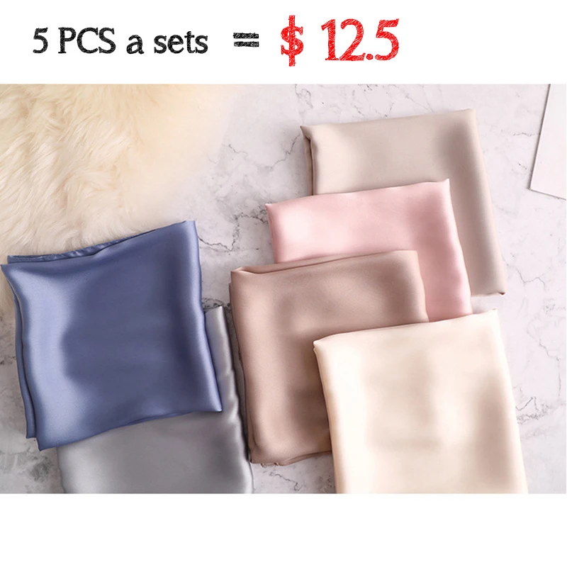 Женский квадратный шарф мягкий сатиновый для волос на лето 5 шт. в комплекте |