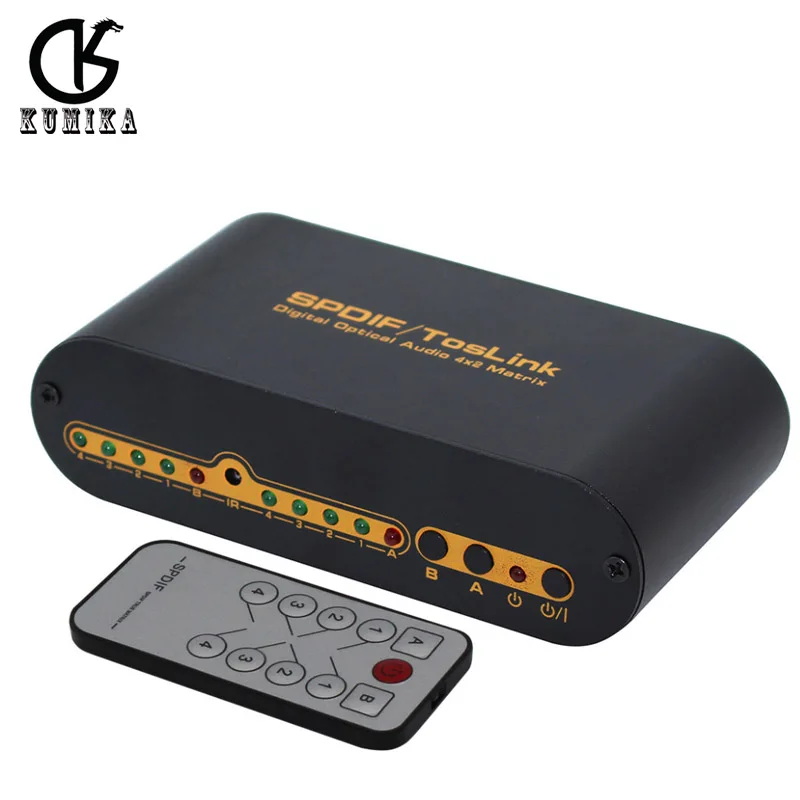 SPDIF Цифровой Оптический Аудиовыход TOSLINK Правда Матрица 4x2 Switcher Переключатель Splitter