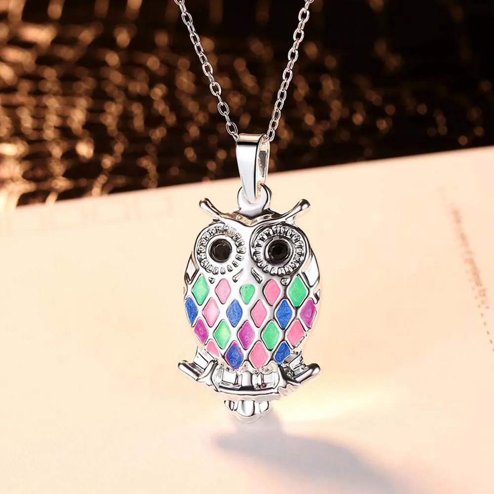 Модное масштабное красочное ожерелье с кулоном в виде совы для девочек