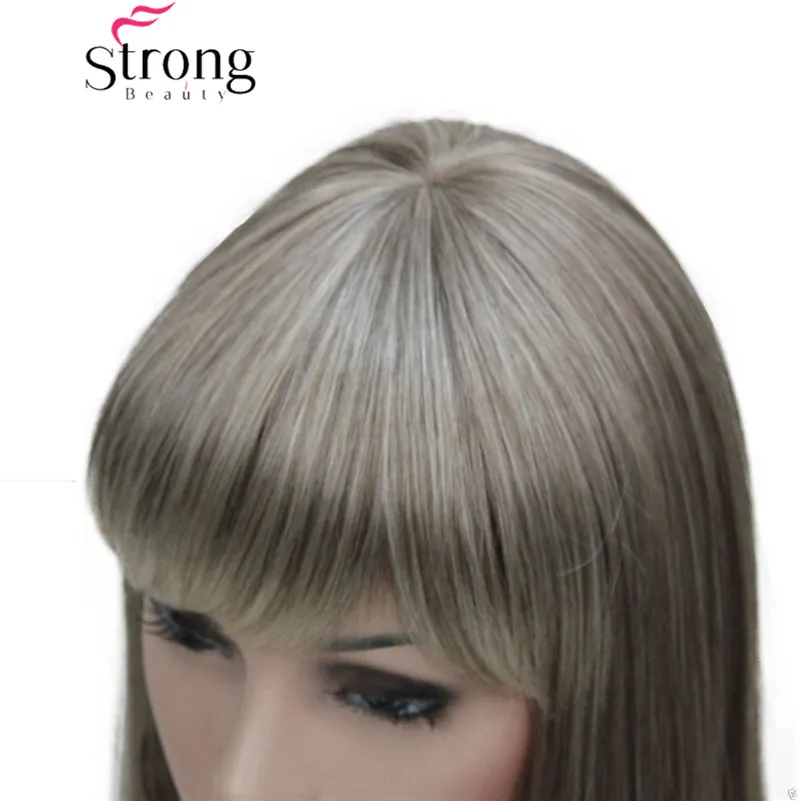 StrongBeauty длинные прямые волосы с Омбре блонд челкой синтетический парик женские