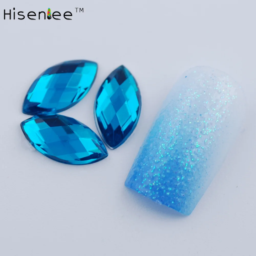 Hisenlee, 5x10 мм, 200 шт, цветные, 3D, конский глаз, для дизайна ногтей, стразы для женщин, блестящий камень, сделай сам, украшения для ногтей, инструменты - Цвет: Blue Zircon
