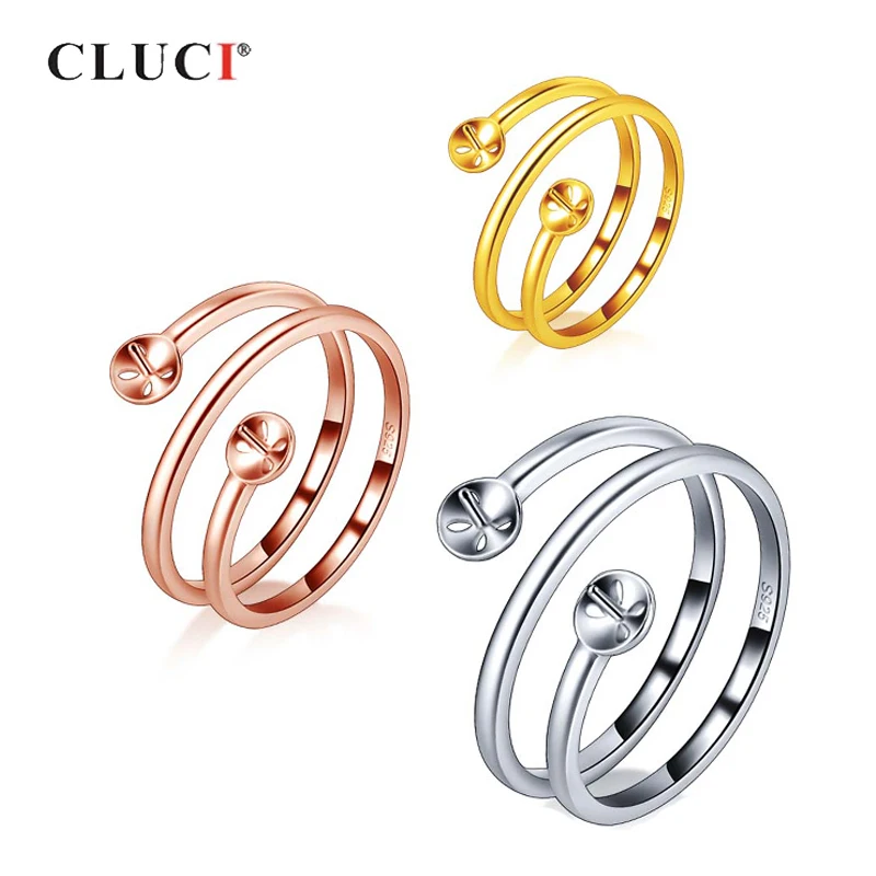 

CLUCI Silver 925 Adjustable Snake Ring for Women Pearl Ring Mounting 925 Sterling Silver Snake Rings Jewelry SR2239SB