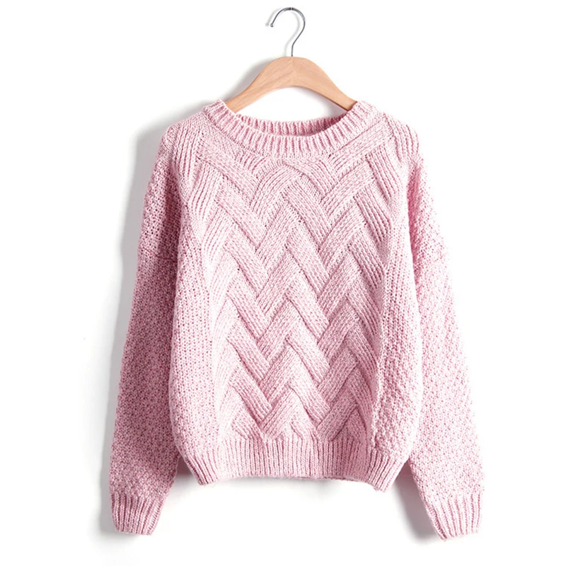 

New Solid Color Pullover Sweater Female Round Neck Knitted Loose Sweater Shirt Bottoming Korean Student Tide Female Autum Winter