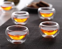 10pcslot heat resistant glass material coffee tea cups double layer 100 handmade glass l 0061