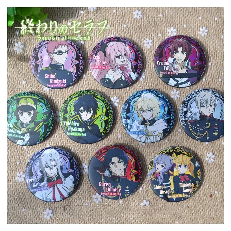 10 шт./компл. 58 мм аниме сераф конца Hiiragi Shinoa Owari no Serafu Mitsuba Sangu Ferid полный значок|pin