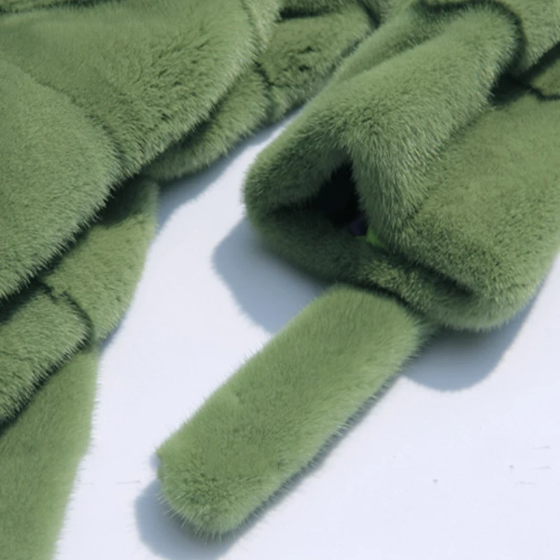 LVCHI Winter Female Sashes Long Coats Import Real mink jacket High-grade velvet Natural fur mink Women's clothing Suit collar