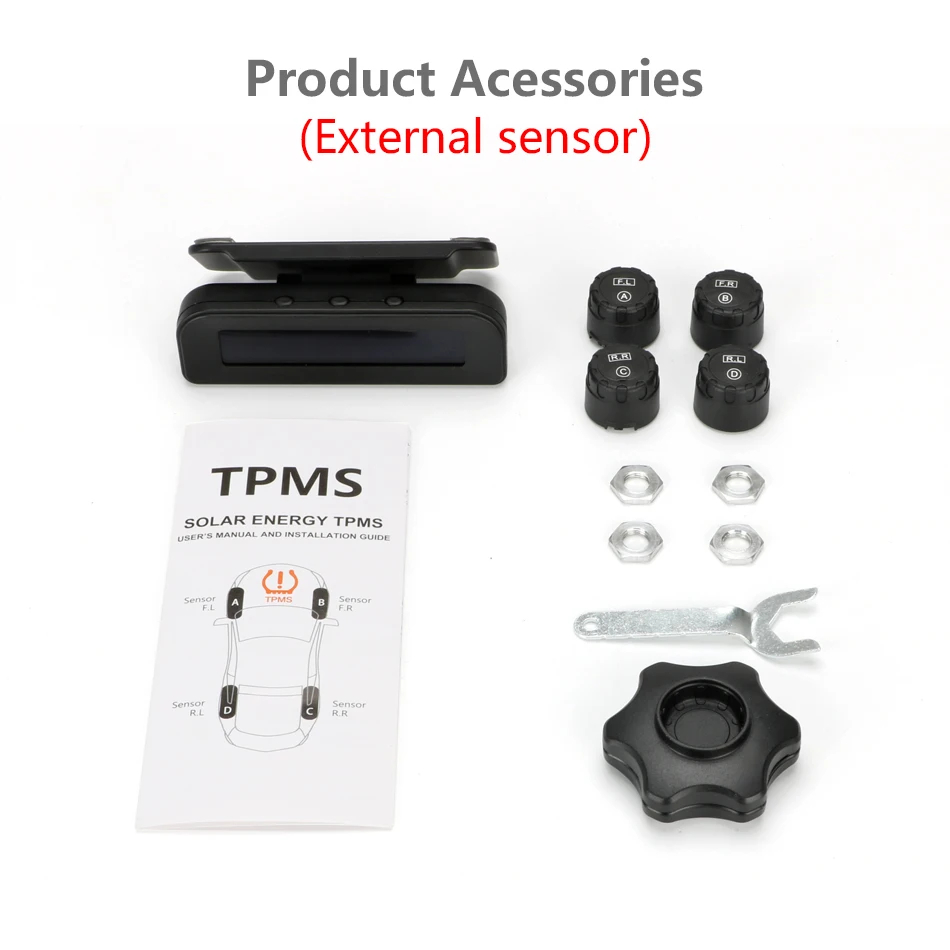 Jansite TPMS автомобильная система контроля давления в шинах, мульти-регулируемый угол, прикрепленный к стеклу, беспроводная Солнечная энергия Tpms с 4 датчиками