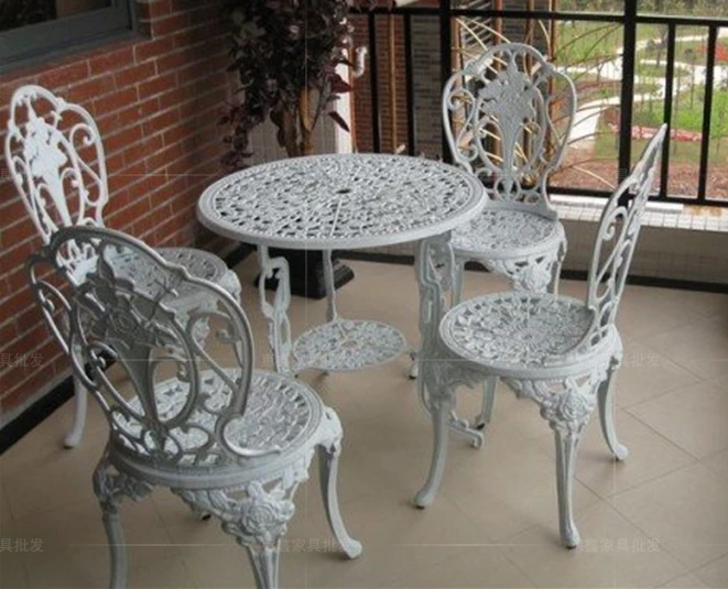 Three-piece cast aluminum chairs balcony minimalist fashion modern patio furniture garden chair white | Мебель