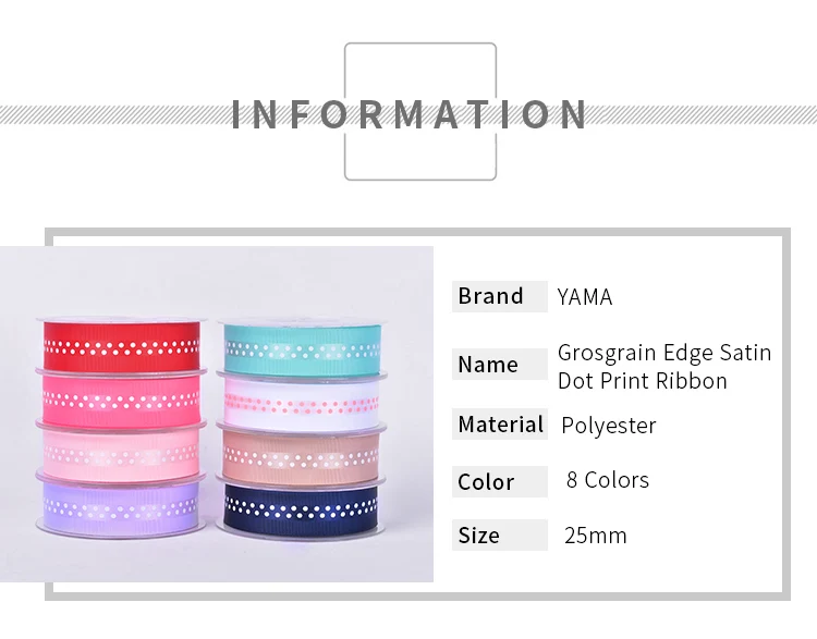 YAMA Grosgrain атласная лента с принтом в горошек 25 мм 100 ярдов и 1 дюйм для платья ручной работы, вечерние ленты на свадьбу, подарки для рукоделия