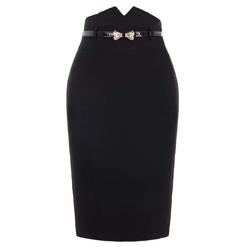 Высокая Талия Женщины Юбка Карандаш Faldas 2016 Мода ПР Slim Fit Bodycon Бизнес Износ Ремня