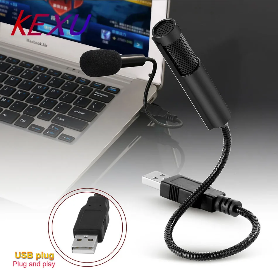 Профессиональный конденсаторный микрофон KEXU для ПК USB-разъем YouTube Facebook прямой