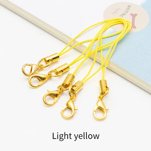Light yellow 100 шт. веревка для мобильного телефона застежка-карабин Золотой шнурок Diy аксессуары ручной работы соединитель застежка-крючок изготовление - Цвет: Light yellow